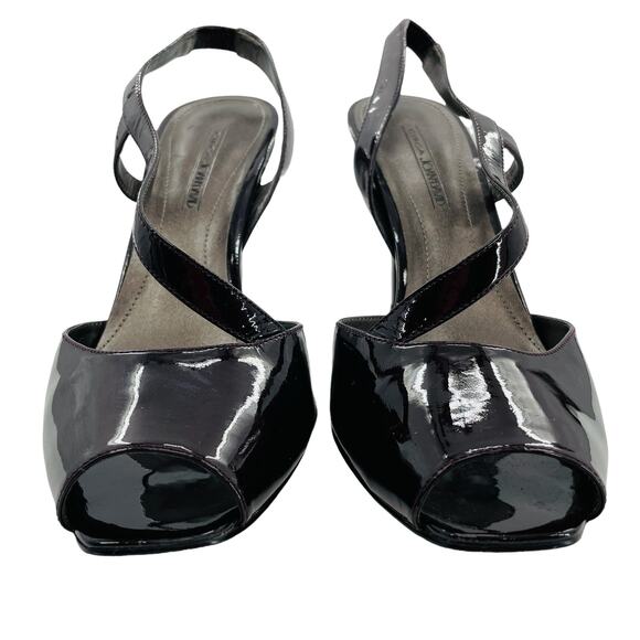 CIRCA JOAN & DAVID Wine Patent Leather Sandals Slingback Stiletto Heels 9.5 - Picture 5 of 12